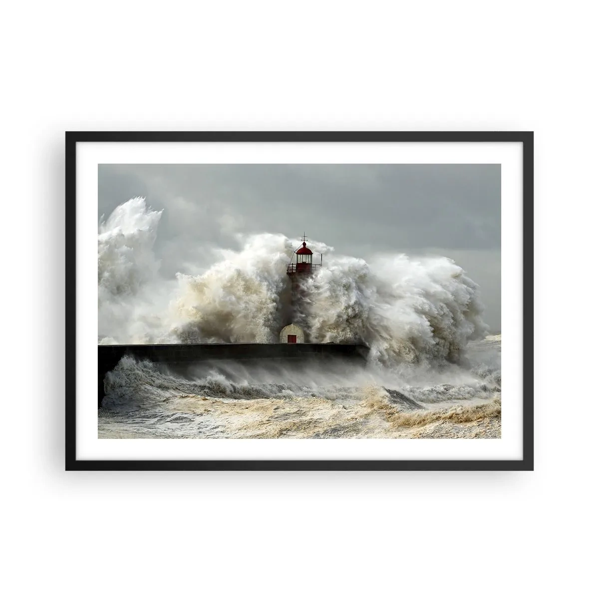 Poster în ramă neagră - Mânia oceanului - 70x50 cm