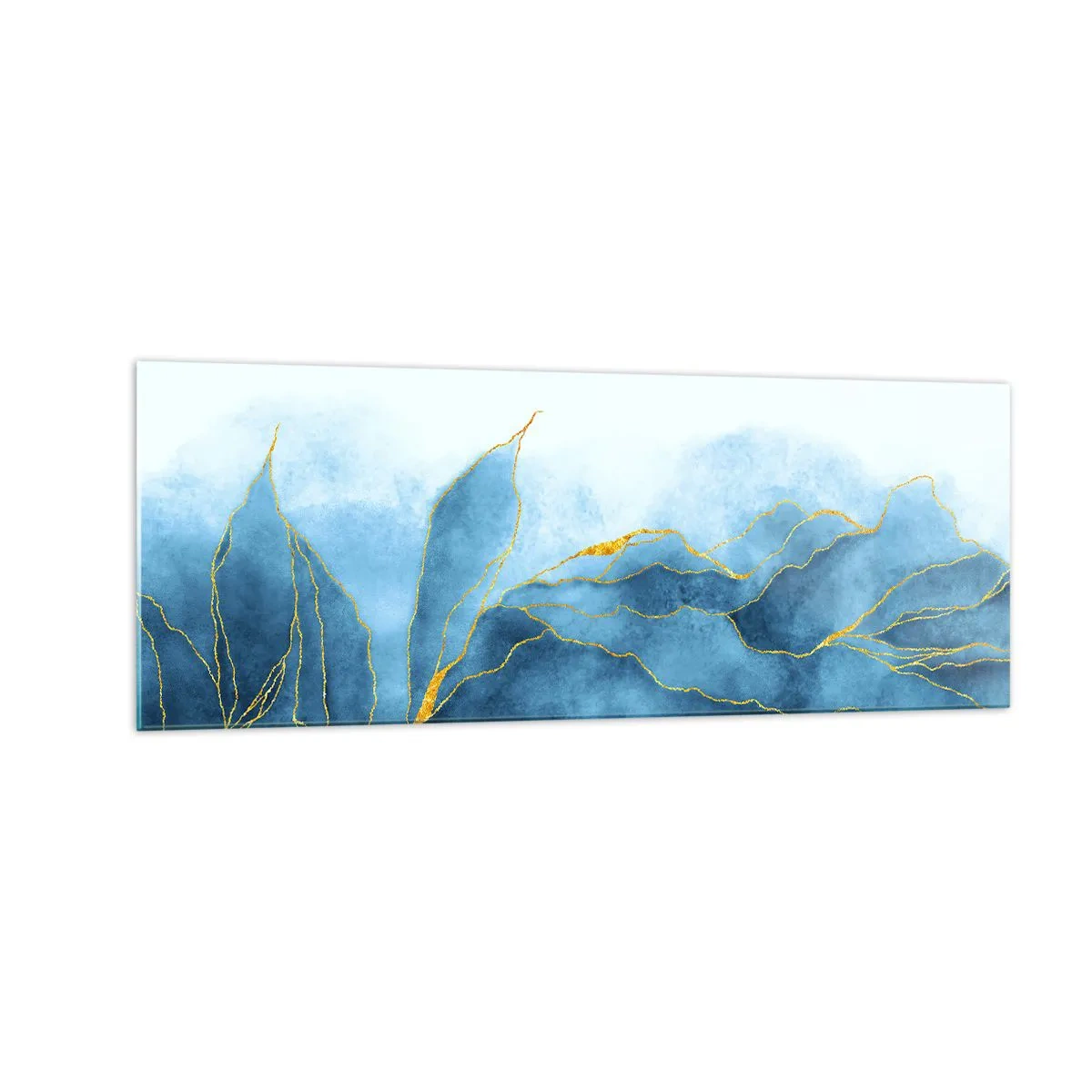 Tablou pe sticlă - Albastru în aur - 140x50 cm