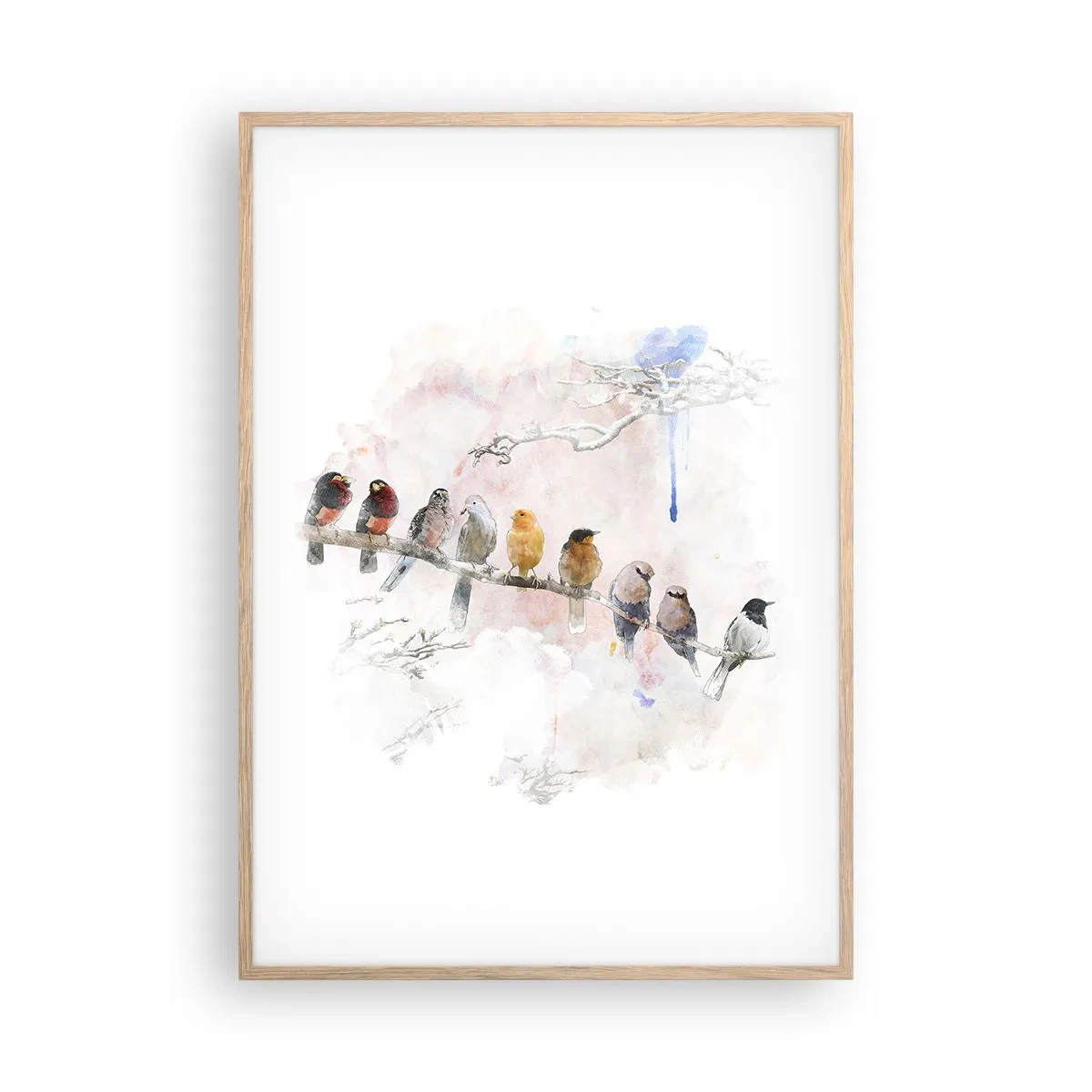 Poster în ramă de stejar deschis - Întâlnire înaripată - 70x100 cm