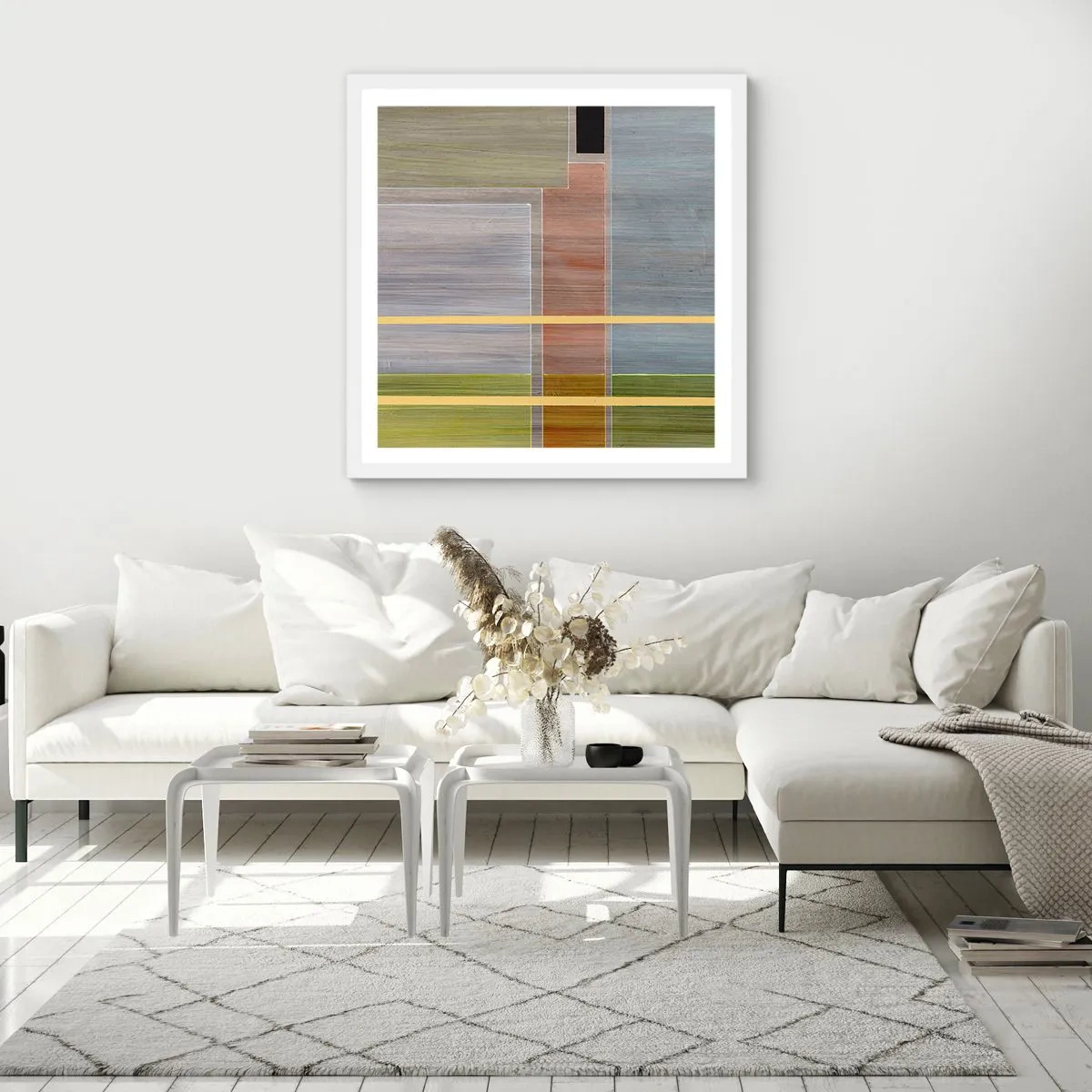 Poster în ramă albă - Drept și liniștit - 40x40 cm