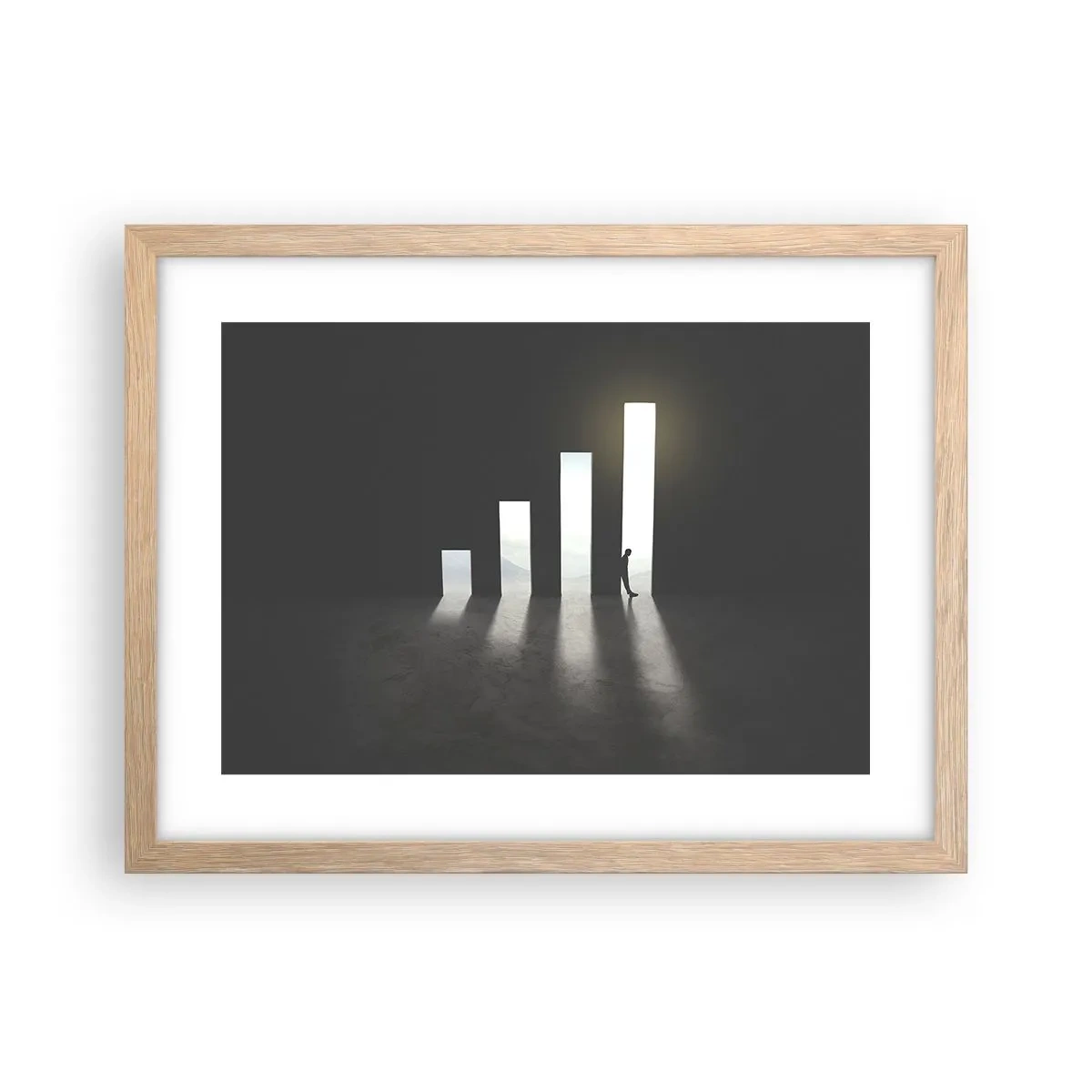 Poster în ramă de stejar deschis - Succesul - o impresie - 40x30 cm