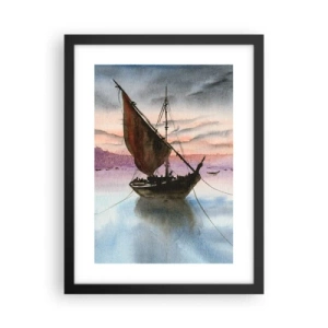Poster în ramă neagră - O seară în port - 30x40 cm