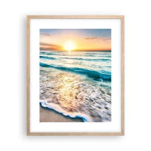 Poster în ramă de stejar deschis - Priveliștea cu apus de soare - 40x50 cm