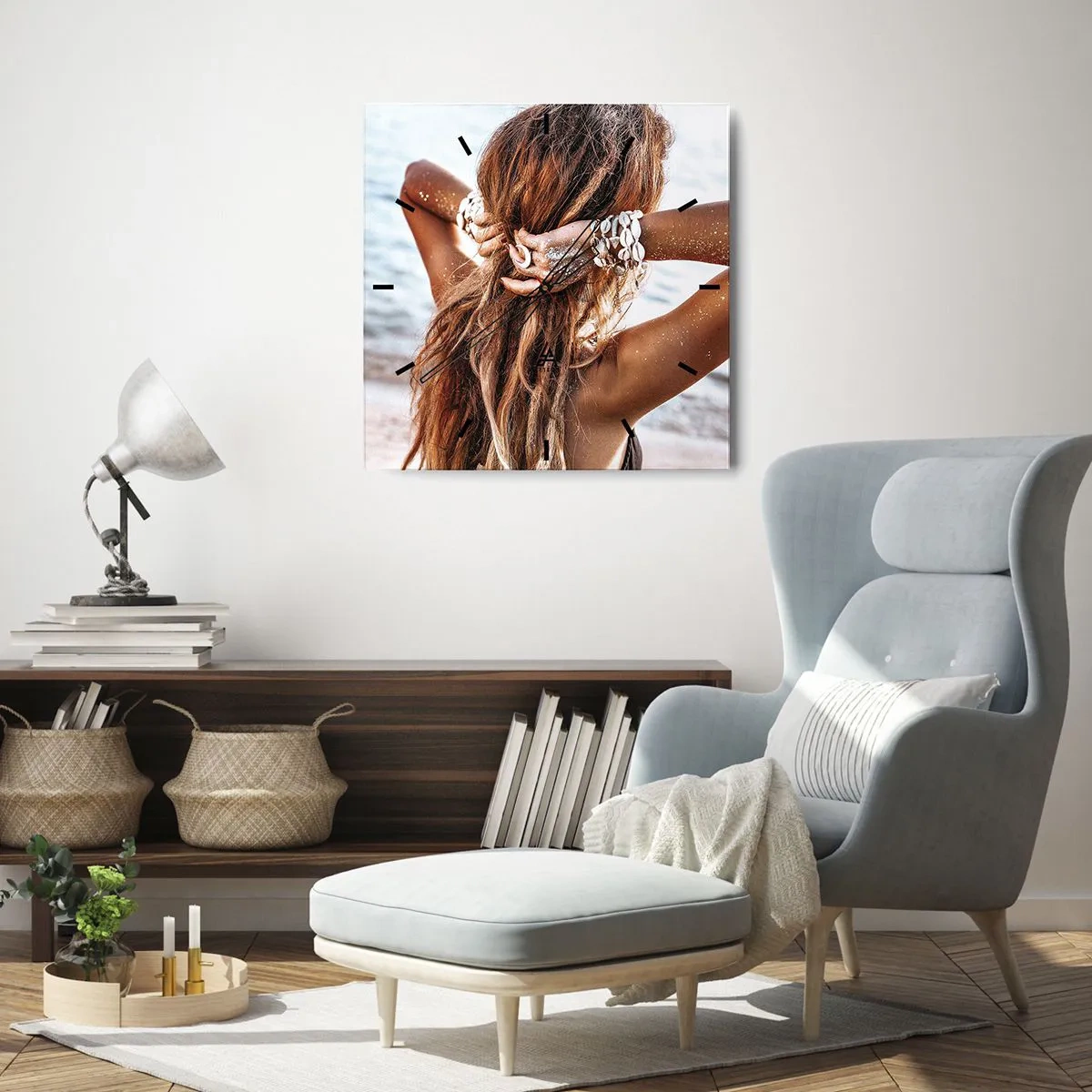 Ceas de perete - Ceas pe sticlă - Sora apei și a soarelui - 40x40 cm