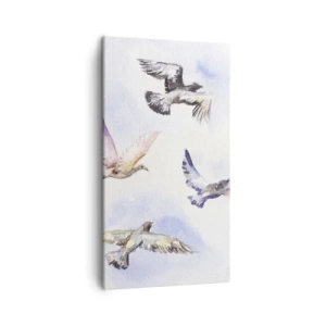 Tablou pe pânză - Libertatea în gri și albastru - 45x80 cm