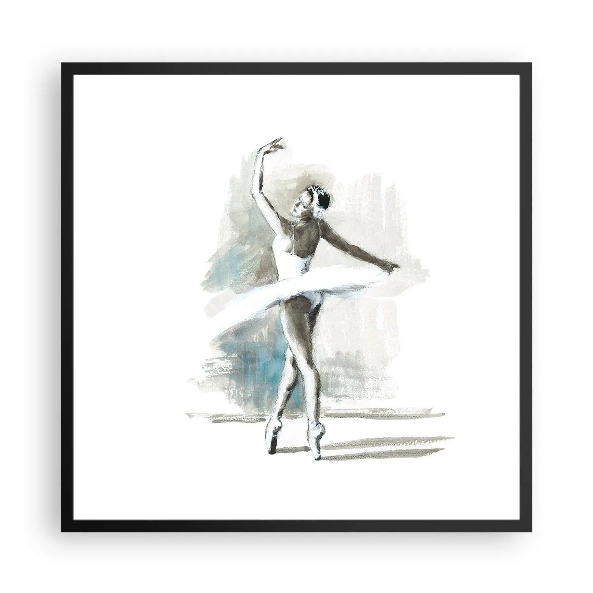 Poster în ramă neagră - Fermecată într-o lebădă - 60x60 cm