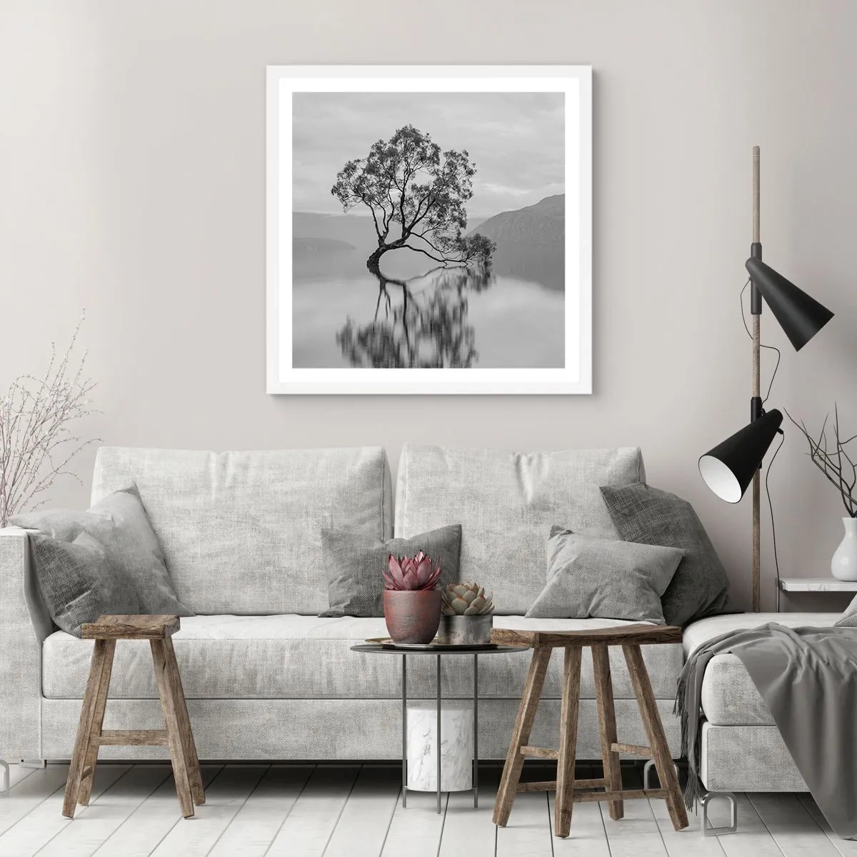 Poster în ramă albă - Există o țară - 60x60 cm