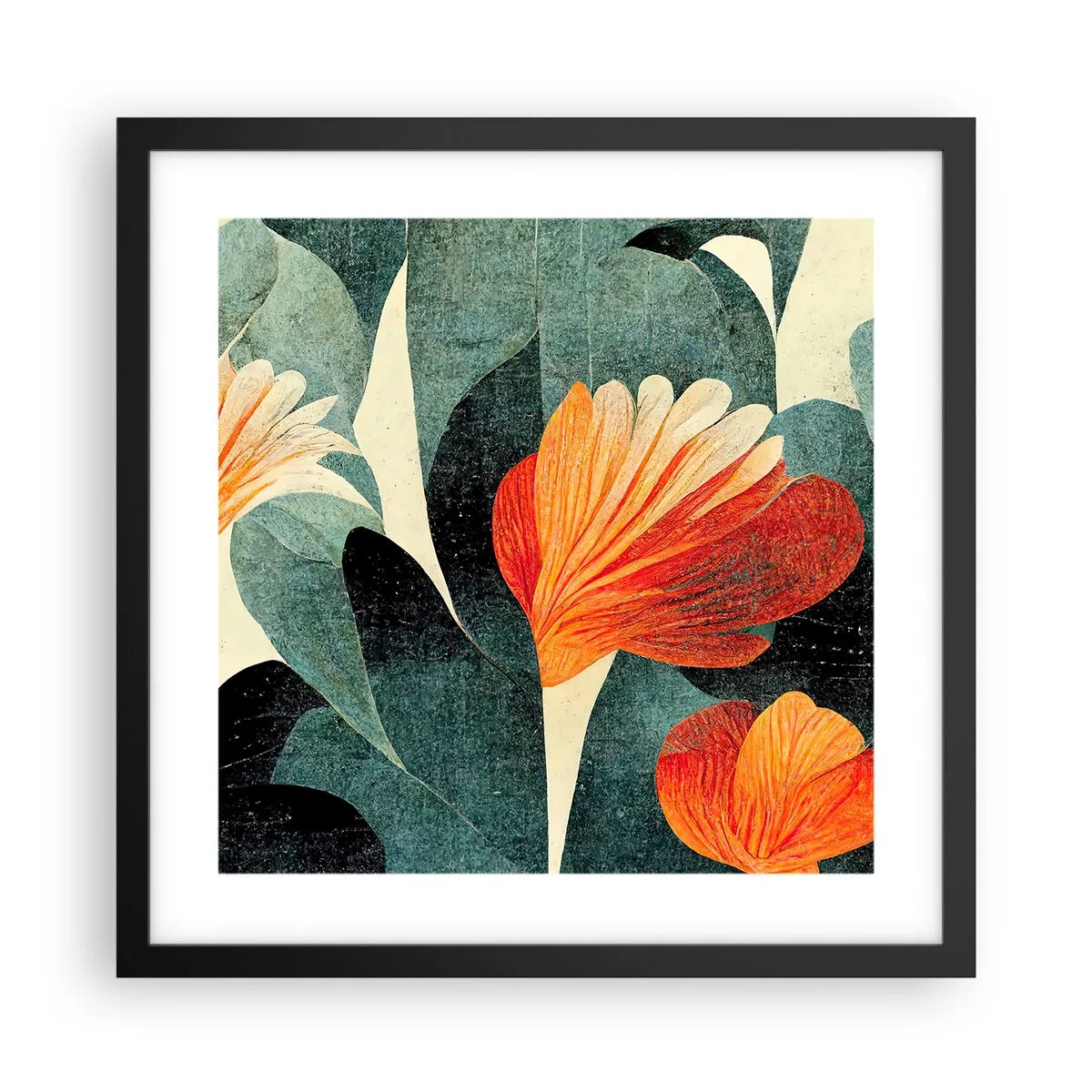 Poster în ramă neagră - Căldura de la tropice și răcoarea verdeței - 40x40 cm