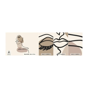 Mostră tapet autocolant Deluxe Sticker - O anumită linie de frumusețe - Abstracția, Chipul de femeie, Grafică - 100x30 cm