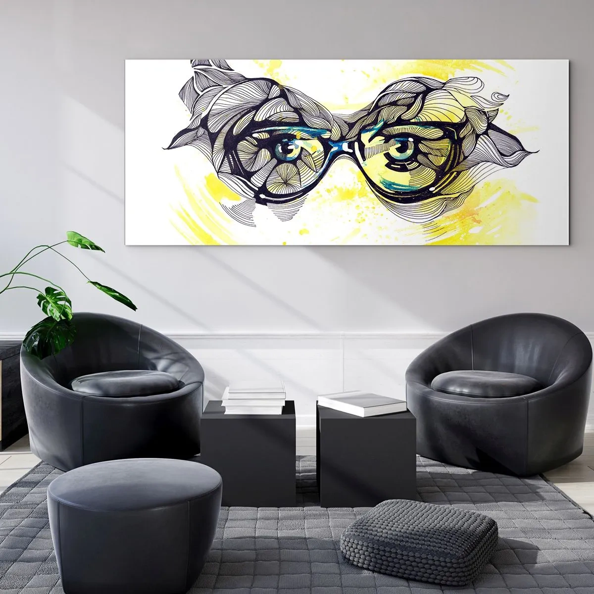 Tablou pe sticlă - Prin ochelari albaștri - 120x50 cm