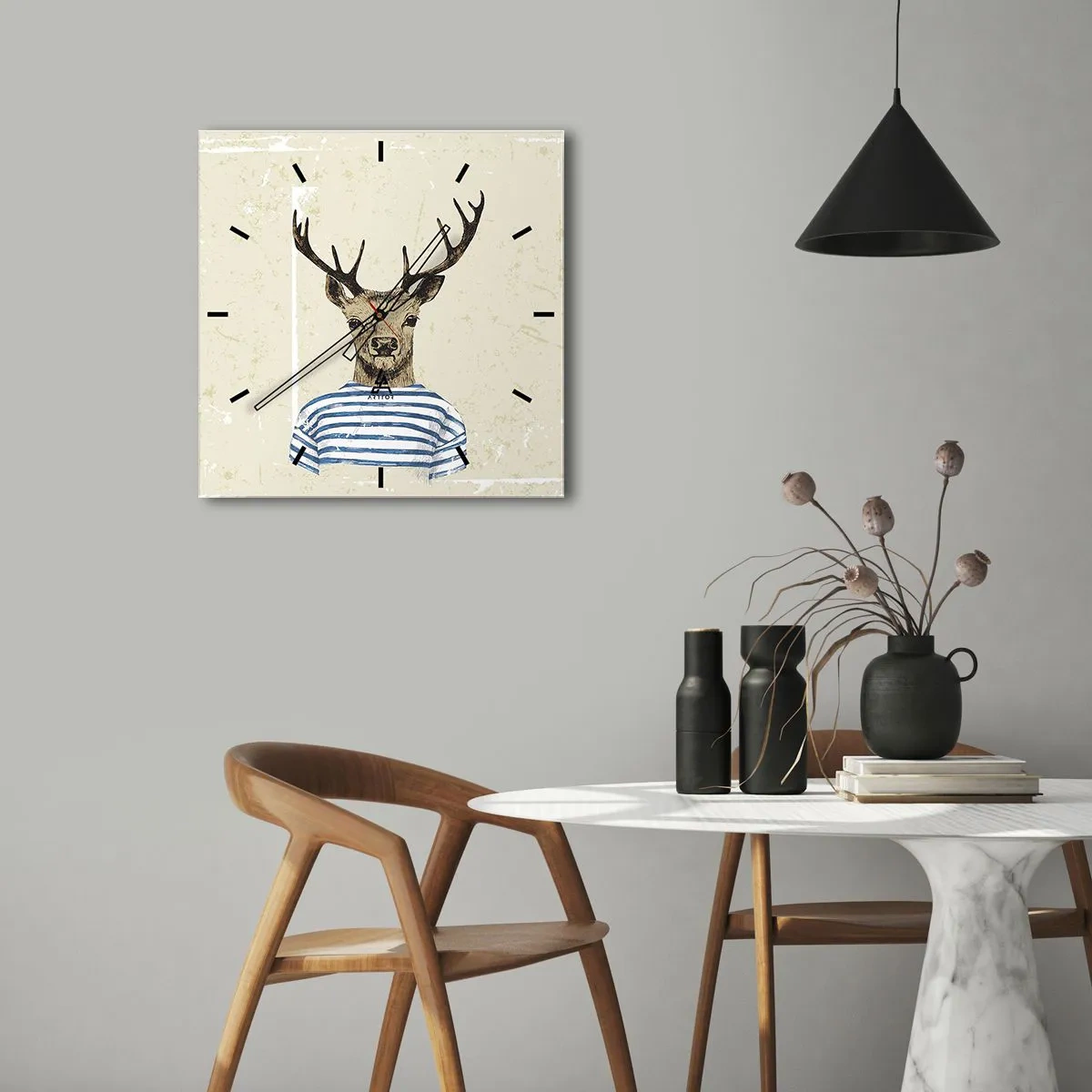 Ceas de perete - Ceas pe sticlă - Pentru că îmi plac cămășile cu dungi! - 40x40 cm