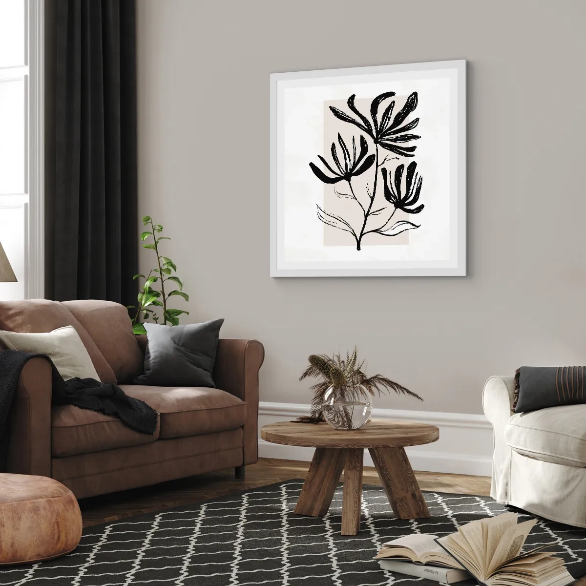 Poster în ramă albă - Schiță pentru ierbar - 40x40 cm