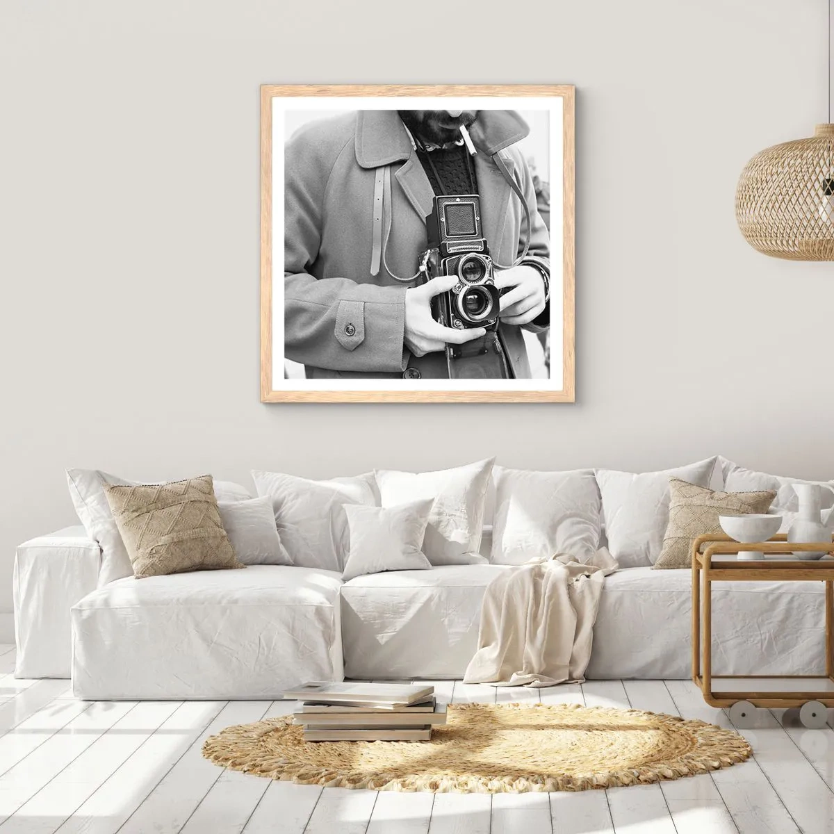 Poster în ramă de stejar deschis - În stilul retro - 60x60 cm