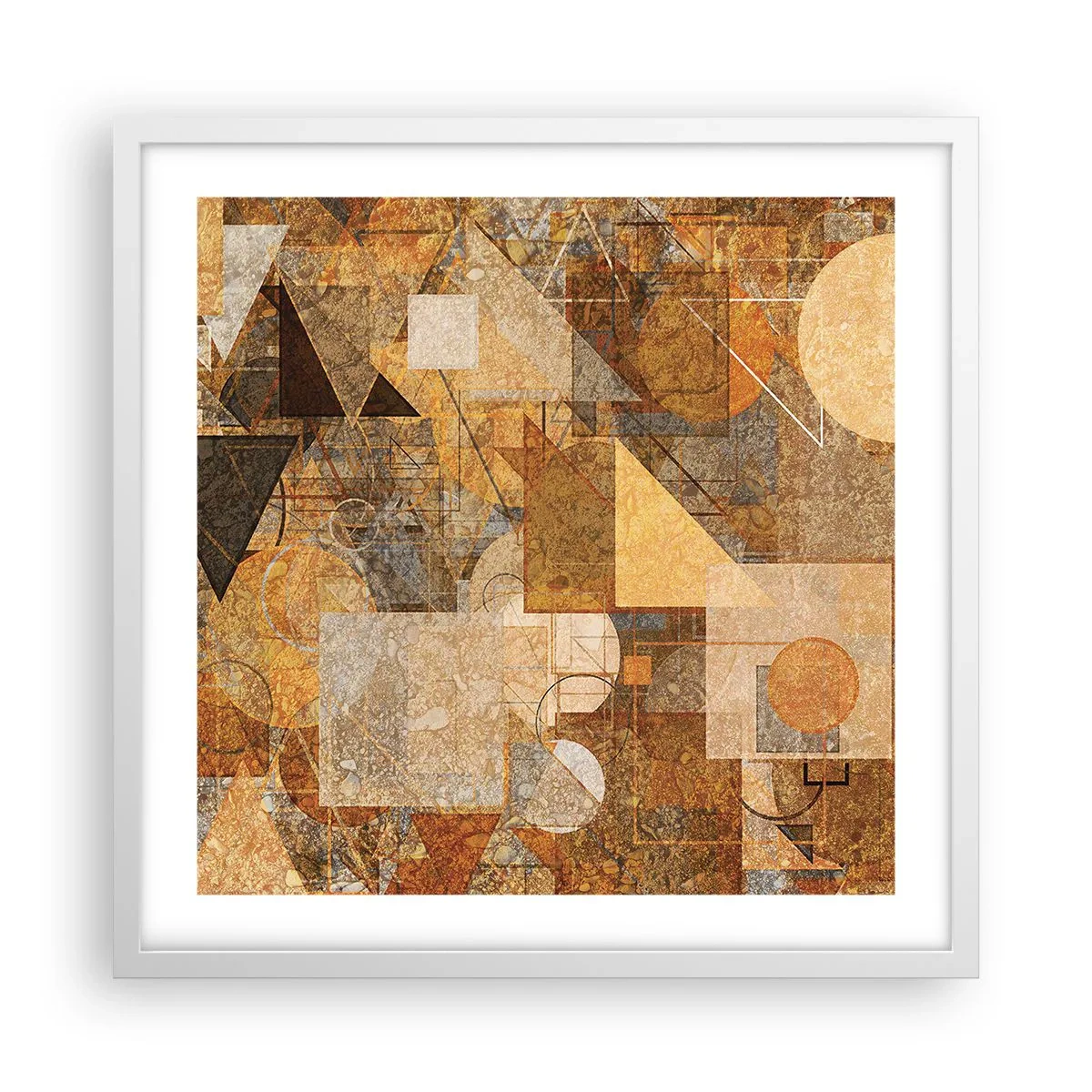Poster în ramă albă - Studiu cubist de bronz - 50x50 cm