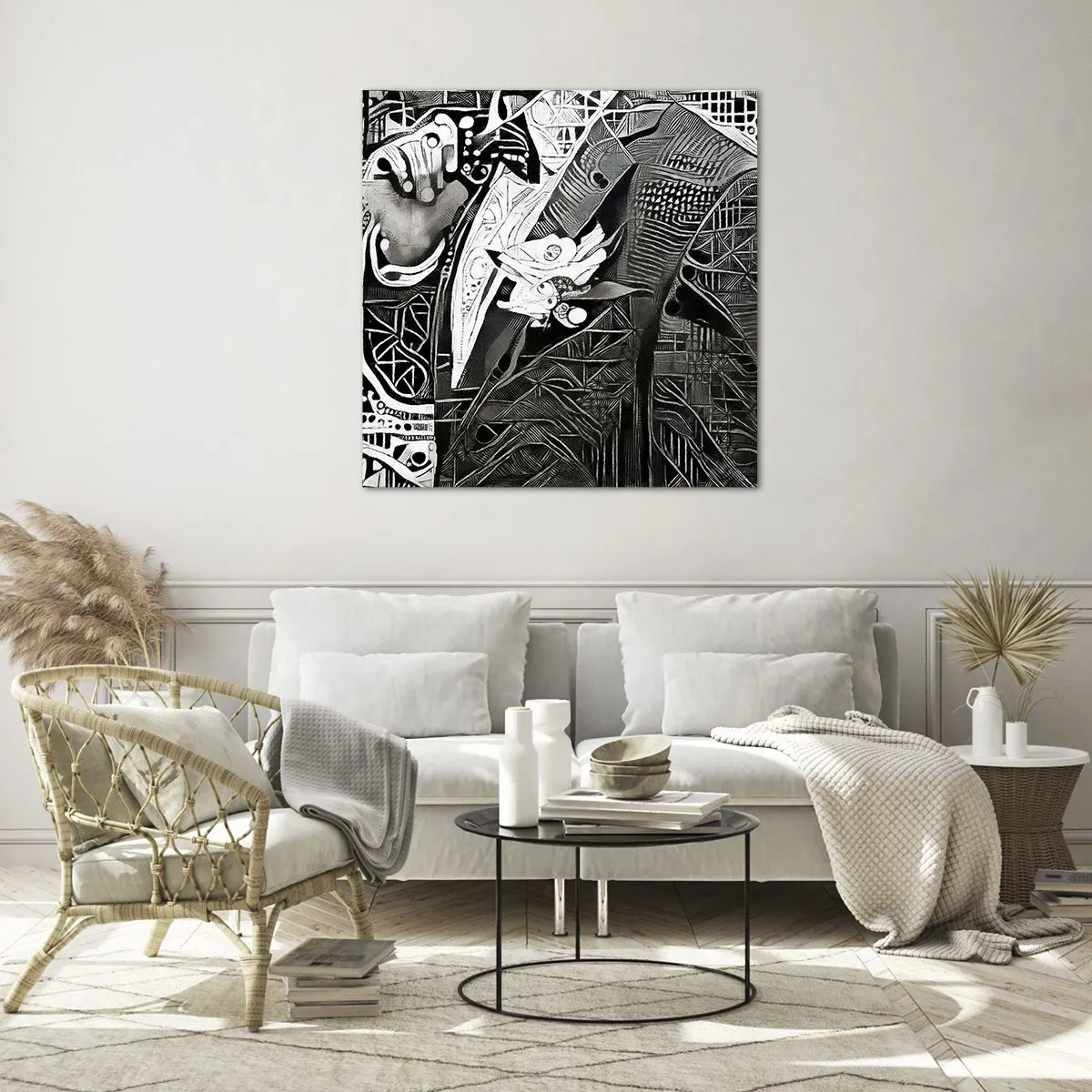 Tablou pe sticlă - Doar un om aparent gri - 70x70 cm