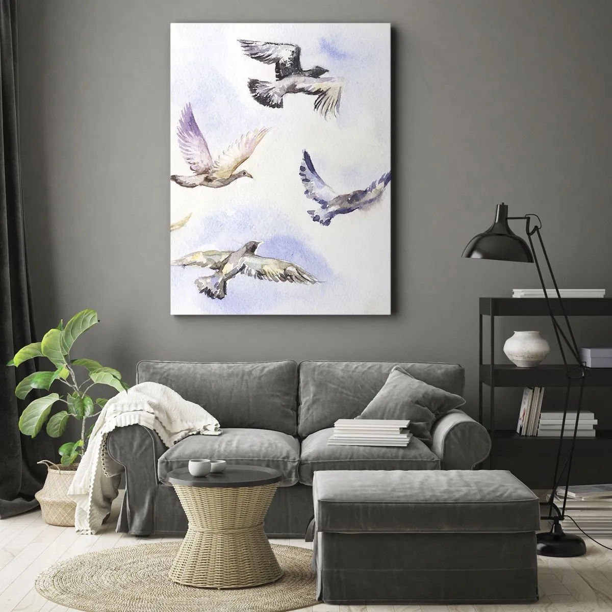 Tablou pe pânză - Libertatea în gri și albastru - 50x70 cm