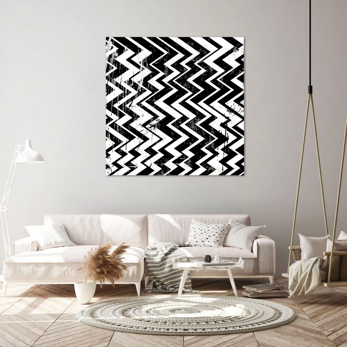 Tablou pe pânză - Zig-alb, zag-negru - 60x60 cm