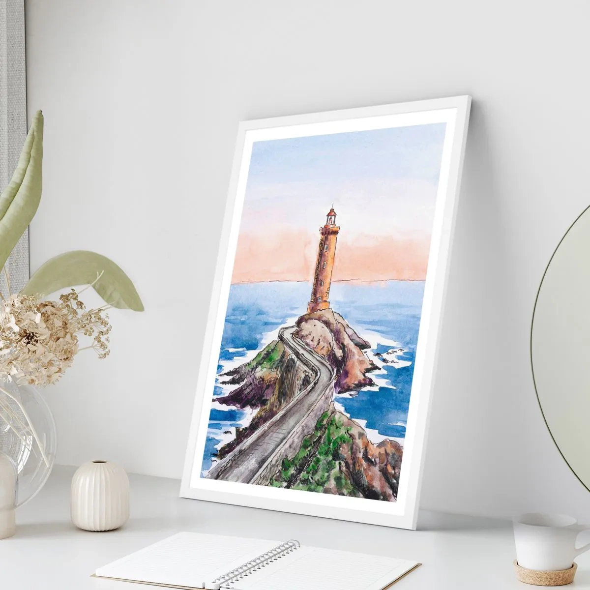 Poster în ramă albă - Cu fața la mare - 40x50 cm