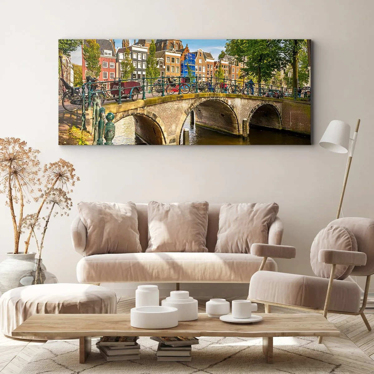 Tablou pe pânză - Primăvara lângă canal - 90x30 cm