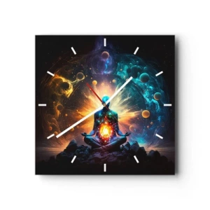 Ceas de perete - Ceas pe sticlă - Liniște cosmică - 30x30 cm