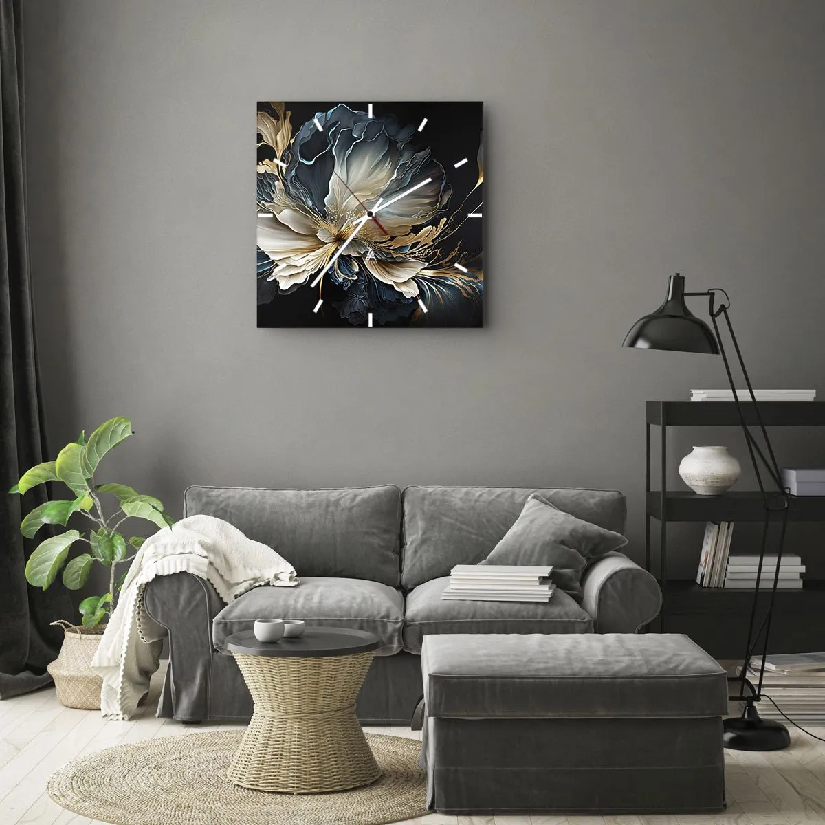 Ceas de perete - Ceas pe sticlă - Povestea unei flori de iubire - 30x30 cm