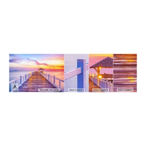 Mostră tapet autocolant Deluxe Sticker - Tăcerea serii în liliac-auriu - Peisaj, Mare, Dafin - 100x30 cm