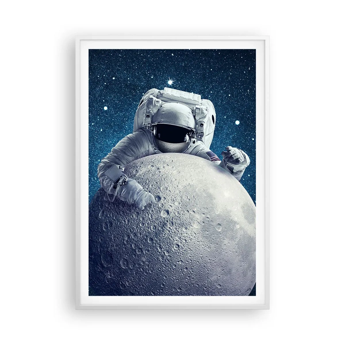 Poster în ramă albă - Glumeț spațial - 70x100 cm