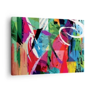 Tablou pe pânză Canvas - Abstracție colorată cu tușe dinamice - 70x50cm - Rapid, vioi și plin de viață - Decorațiune modernă pentru perete pentru living și dormitor ARTTOR