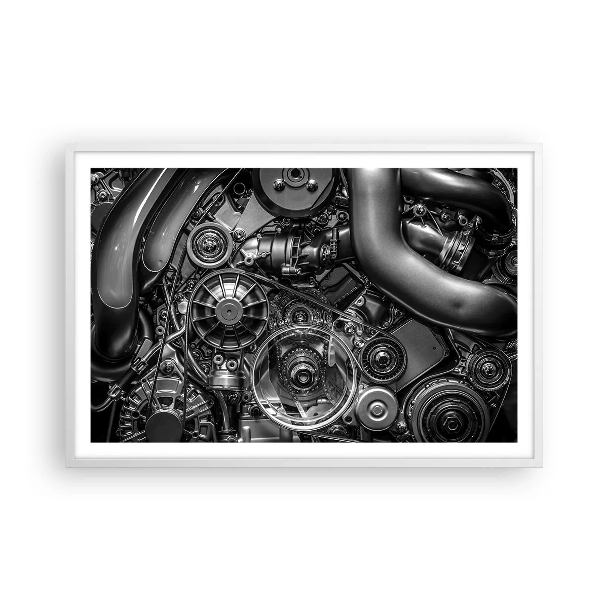 Poster în ramă albă - Poezia mecanicii - 91x61 cm