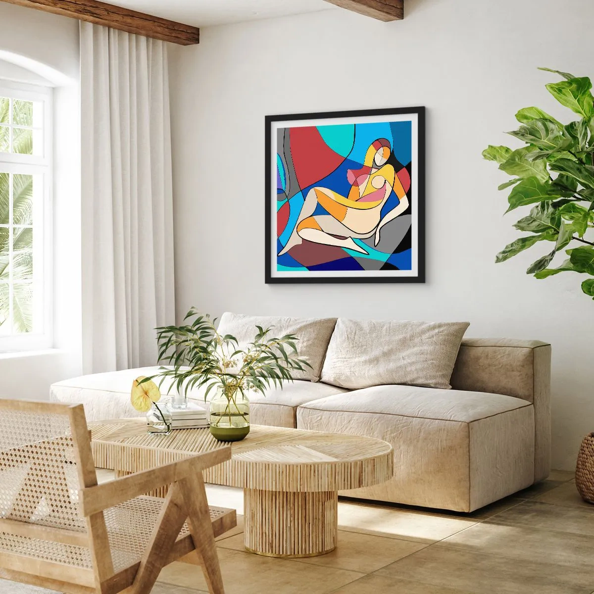 Poster în ramă neagră - Nudul cubist - 30x30 cm