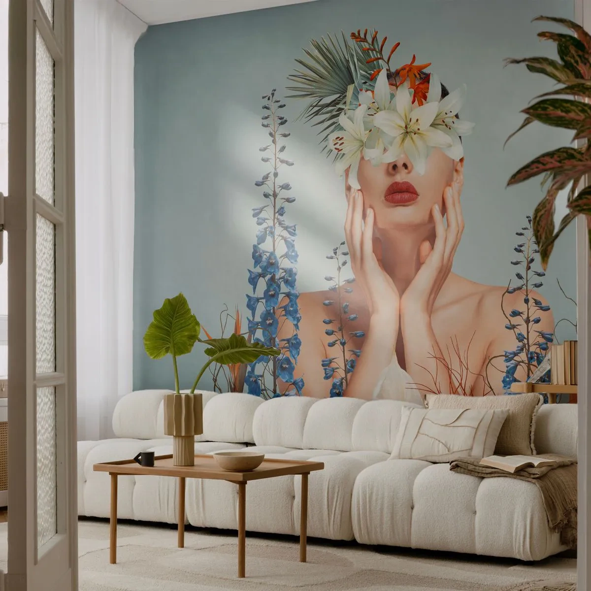 Tapet Standard Eco - Femeia floare - Abstracția, Femeie, Flori - 350x256 cm