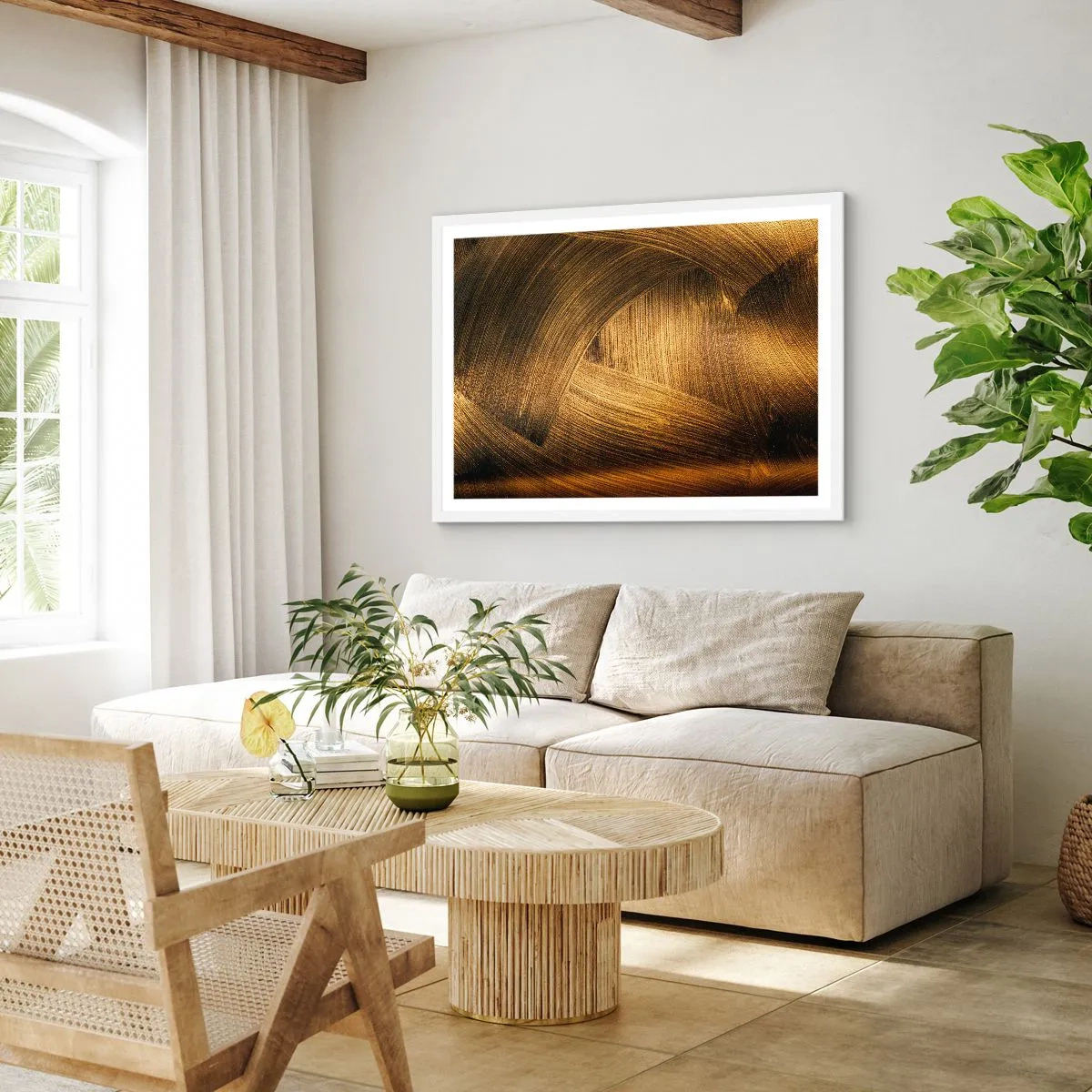 Poster în ramă albă - Într-un labirint de aur - 100x70 cm