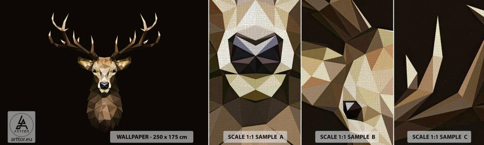 Mostră tapet Premium Canvas - Cerb cubist - Animale, Cerb, Grafică - 100x30 cm