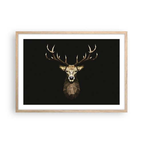 Poster în ramă de stejar deschis - Cerb cubist - 70x50 cm