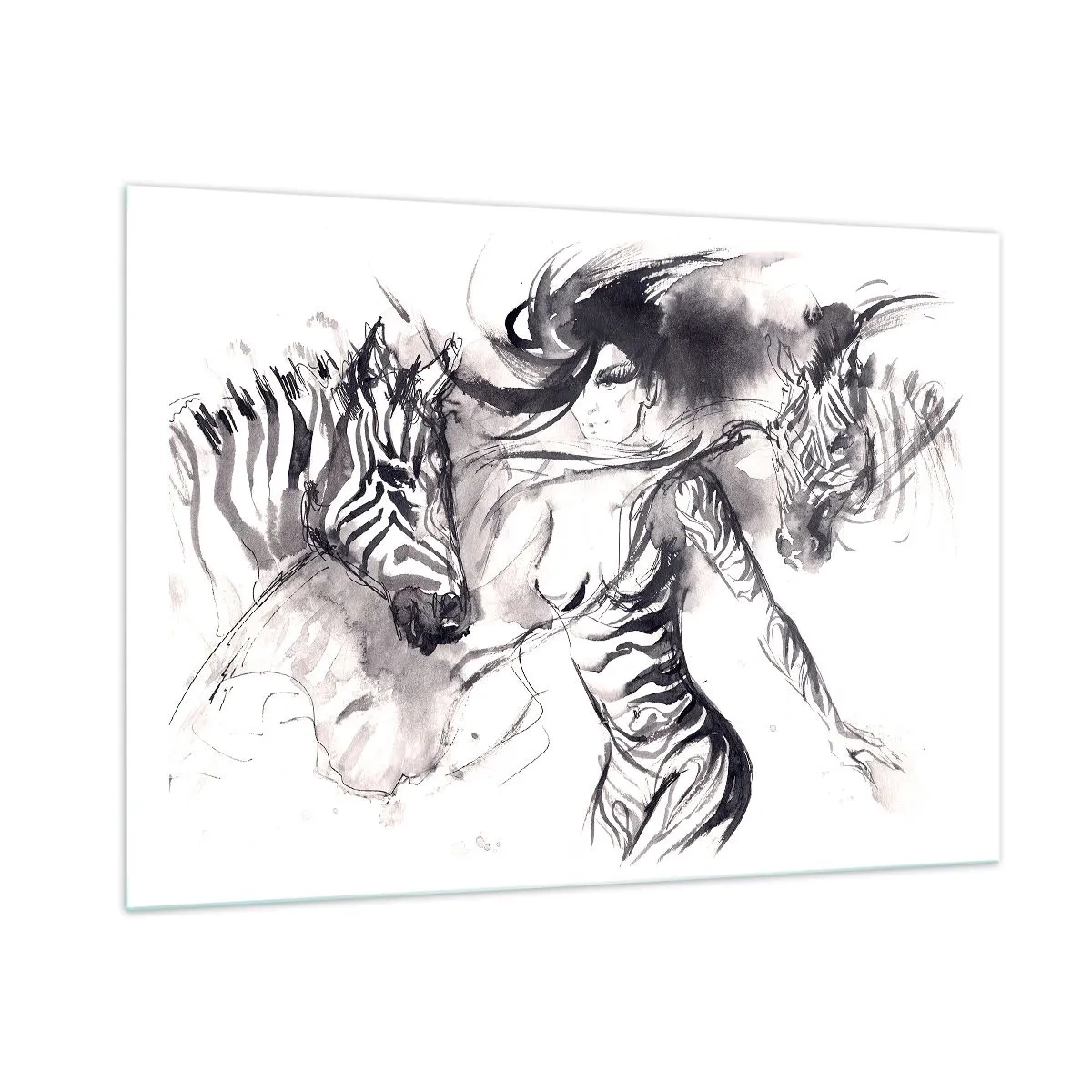 Tablou pe sticlă - Dansând cu zebrele - 100x70 cm