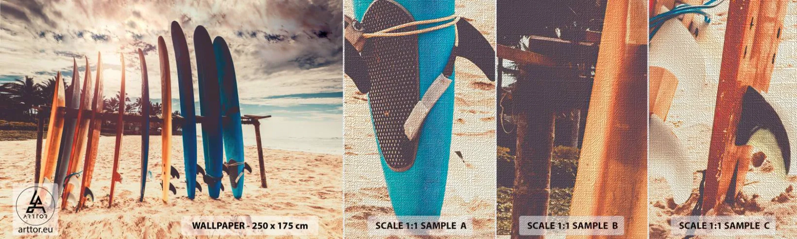 Mostră tapet Premium Canvas - Noapte bună, până mâine - Surfing, Peisaj, Placă de surf - 100x30 cm