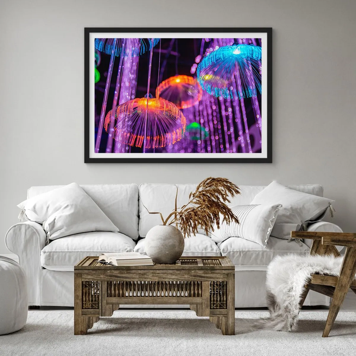 Poster în ramă neagră - Fântână de lumină - 70x50 cm