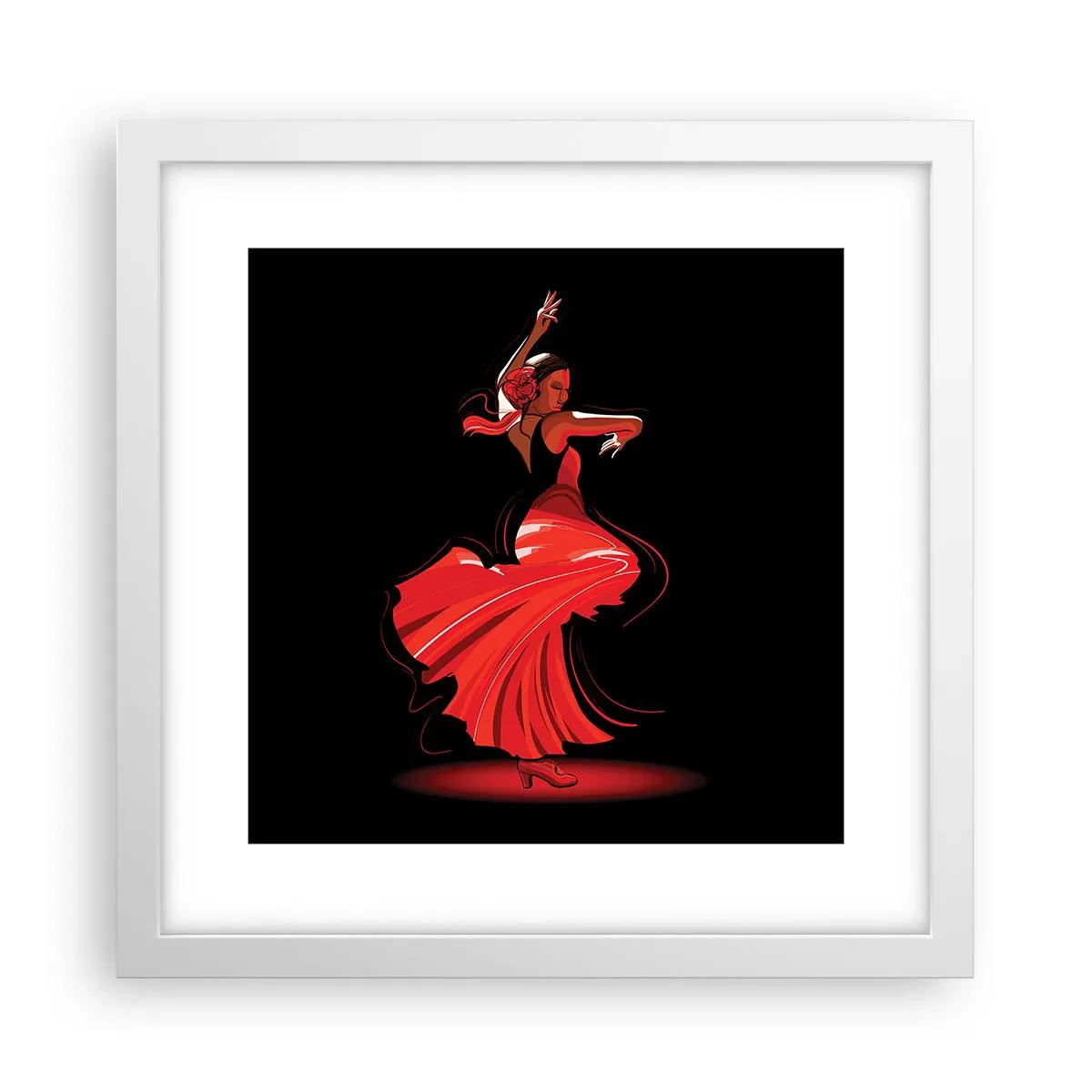 Poster în ramă albă - Spiritul înflăcărat al flamenco-ului - 30x30 cm
