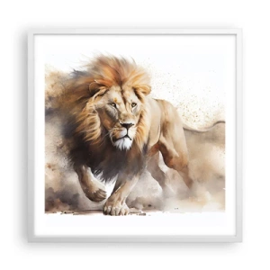 Poster în ramă albă - Regele se mișcă  - 60x60 cm