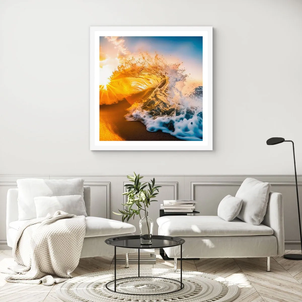 Poster în ramă albă - Joc în nisip - 50x50 cm