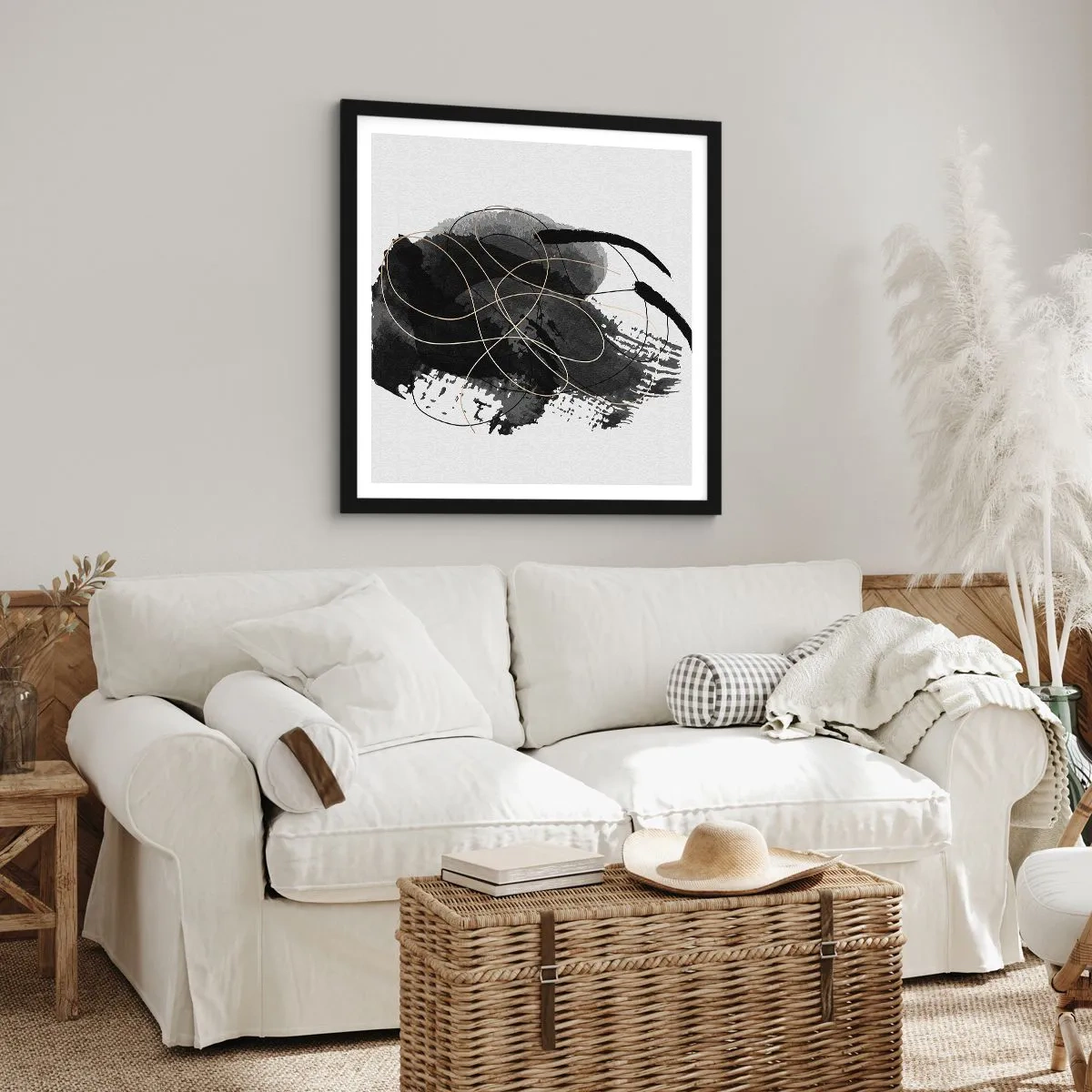 Poster în ramă neagră - Provenit din negru - 60x60 cm