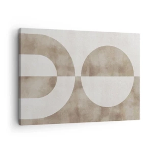 Tablou pe pânză Canvas - O pictură abstractă în nuanțe de bej cu forme geometrice și simetrie. - 70x50cm - Similitudini și diferențe - Decorațiune modernă pentru perete pentru living și dormitor ARTTOR