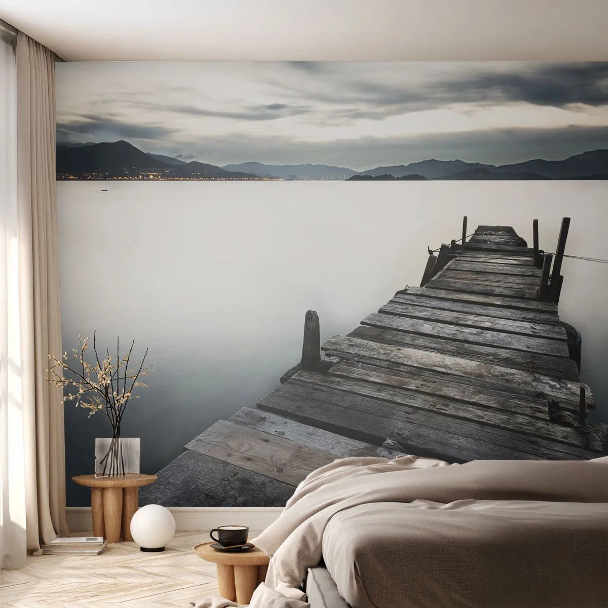 Tapet Premium Canvas - Scufundă-te în pace - Peisaj, Lac, Pod de lemn - 250x175 cm