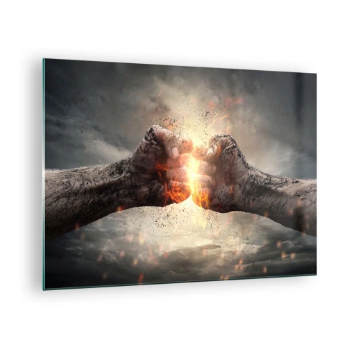 Tablou pe sticlă - Ridică-te în luptă - 70x50cm - Ridică-te pentru a lupta - Decorațiune modernă pentru perete pentru living și dormitor ARTTOR