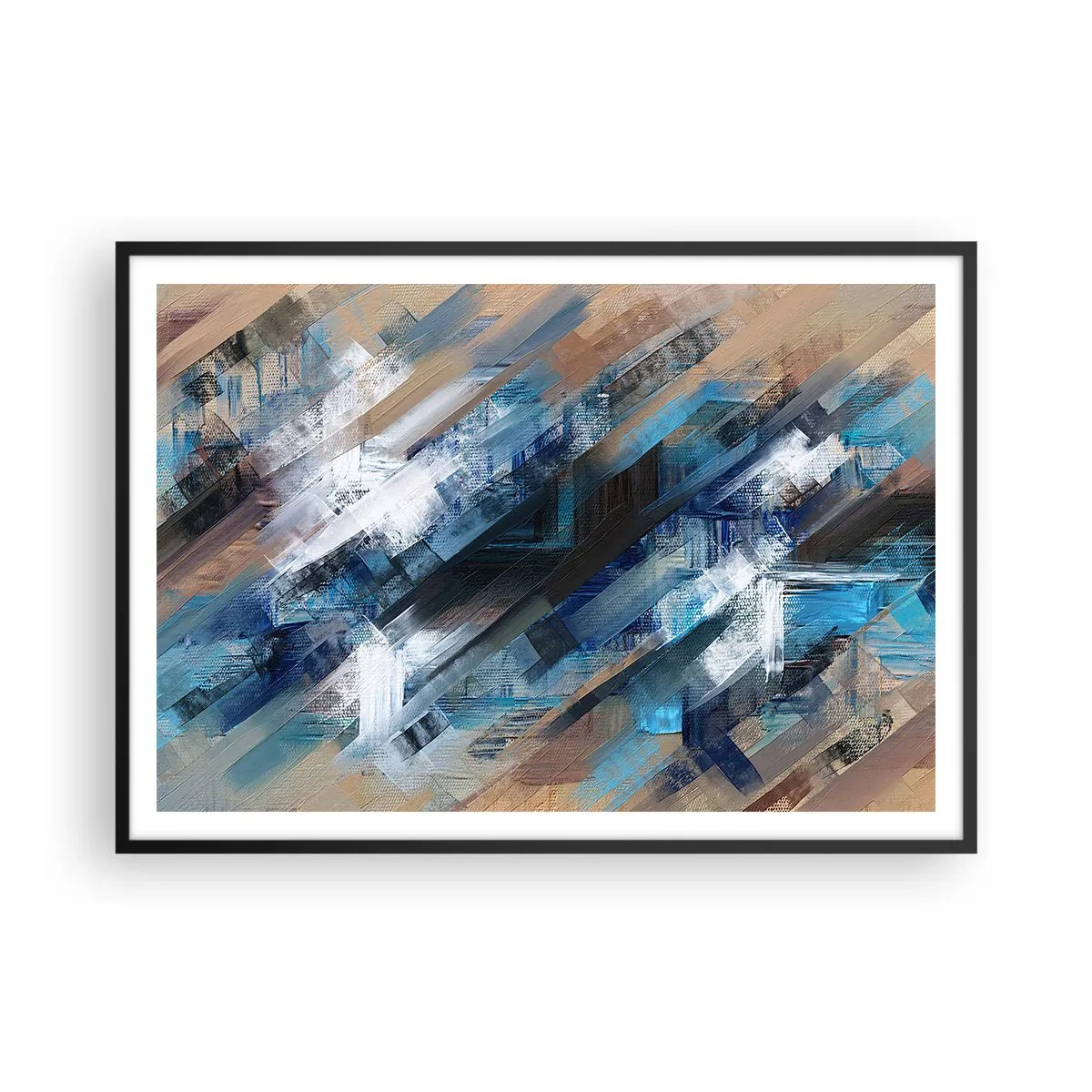 Poster în ramă neagră - Pe o pantă albastră - 100x70 cm