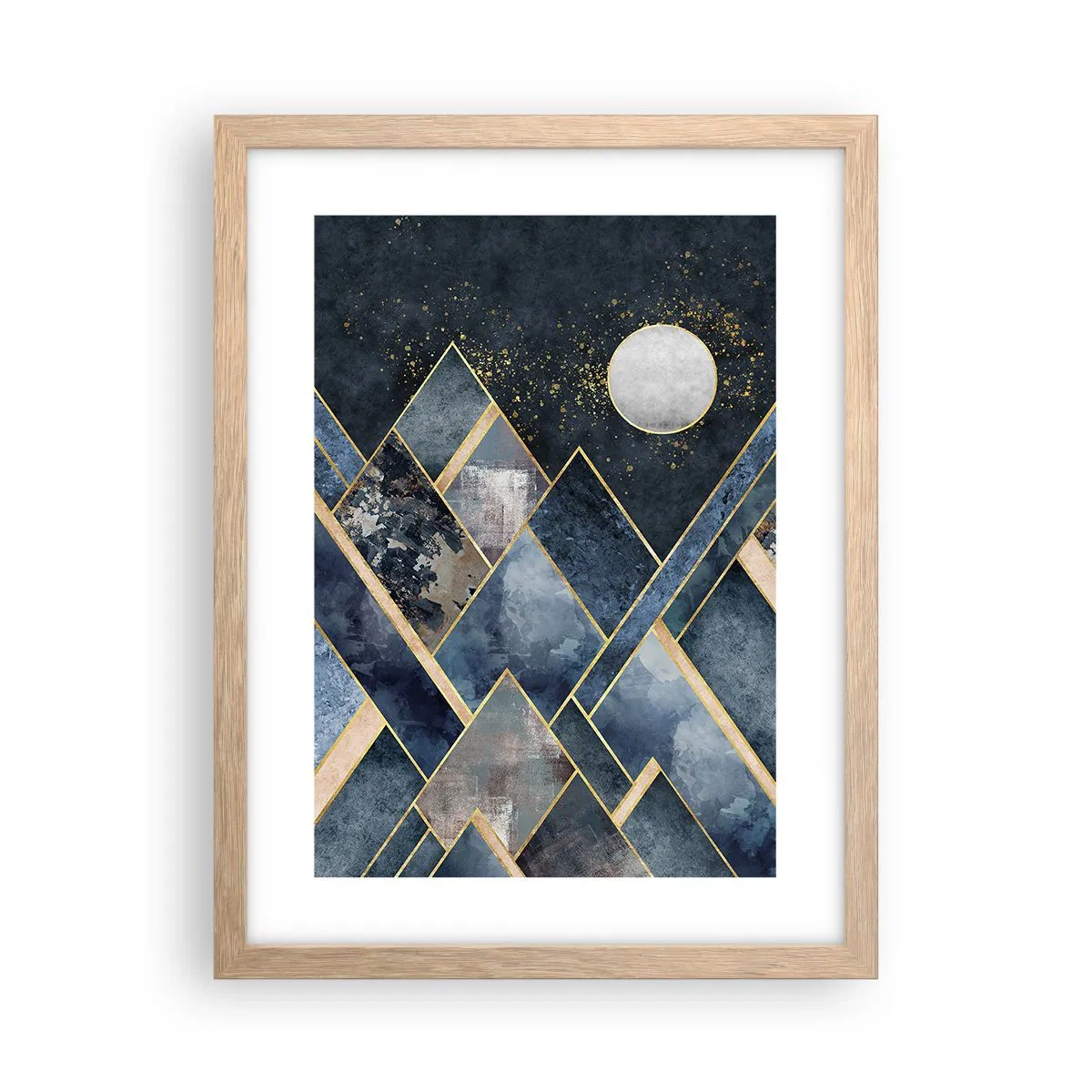 Poster în ramă de stejar deschis - Peisaj geometric - 30x40 cm