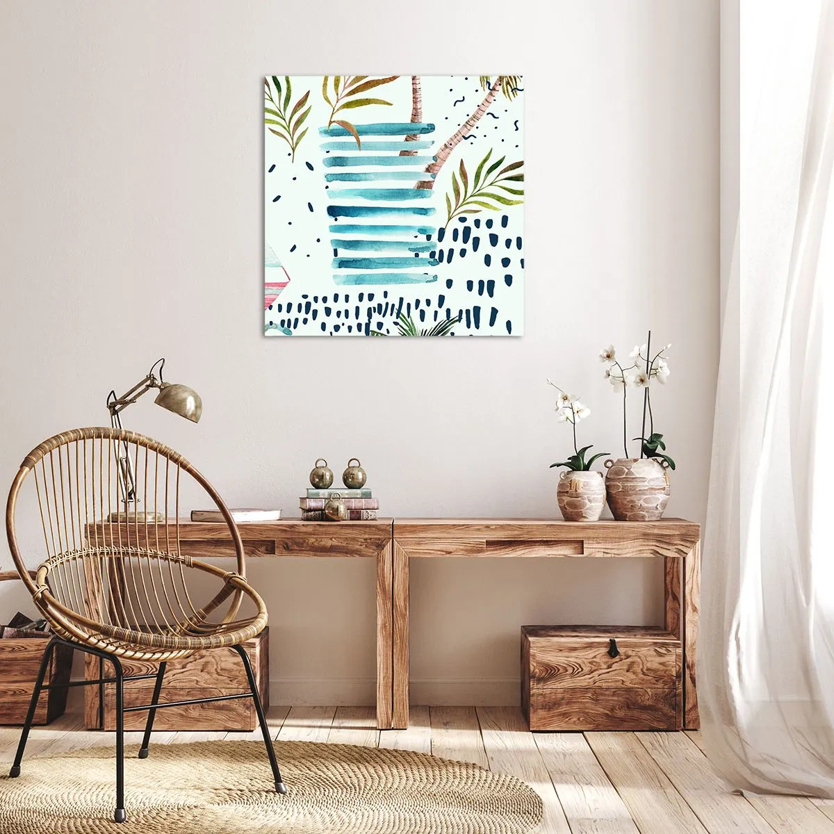 Tablou pe pânză - Vacanță sub palmieri - 30x30 cm