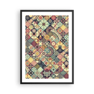 Poster în ramă neagră - Model colorat în stil mozaic - 50x70cm - Clima marocană - Decorațiune modernă pentru perete pentru living și dormitor ARTTOR