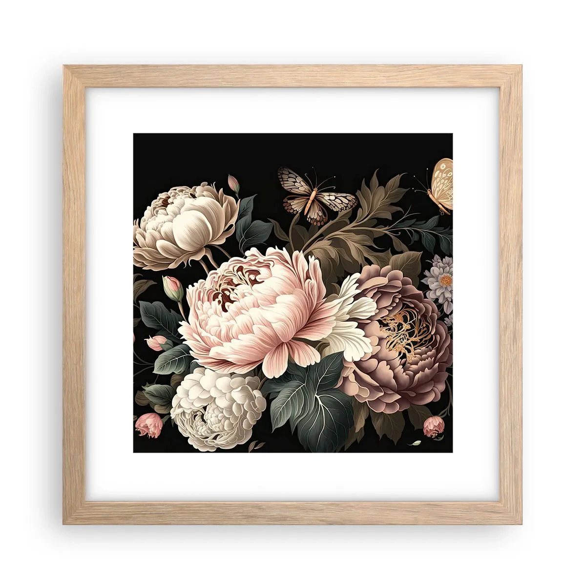 Poster în ramă de stejar deschis - În stil baroc - 30x30 cm