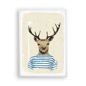 Poster în ramă albă - Pentru că îmi plac cămășile cu dungi! - 70x100 cm